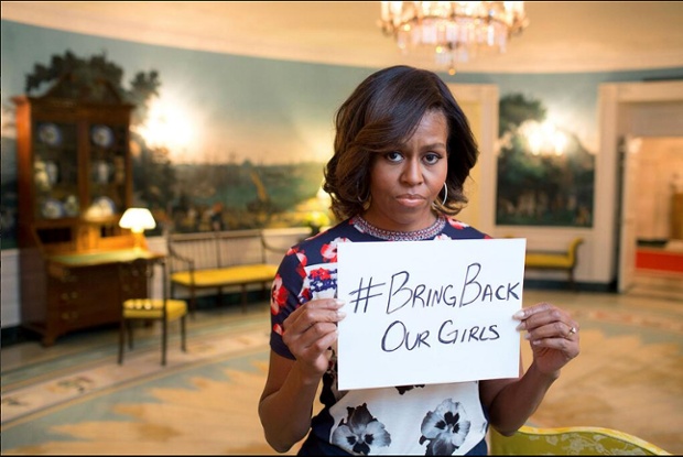 میشل اوباما هم به کمپین آزادی دختران نیجریه ای پیوست (+عکس)