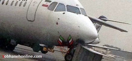 تصادف هواپیمای ماهان با پله متحرک در مهرآباد (+عکس)