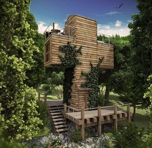 خانه ای چوبی به شکل صلیب (عکس)