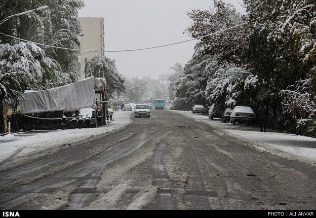 بارش اولین برف پاییزی در اردبیل (عکس)