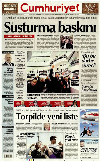واكنش روزنامه های تركیه به دستگیری های روز یكشنبه سیاه (+عكس)