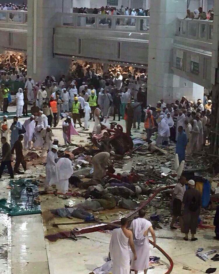60 کشته و 30 زخمی در سقوط جرثقیل در مکه /  12 ایرانی در میان زخمی ها