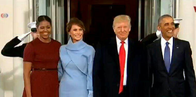 تحلیف ترامپ: ترامپ و همسرش با استقبال اوباما و میشل به کاخ سفید رفتند/ کنگره در انتظار تحلیف / تظاهرات مخالفان در واشنگتن و پاریس