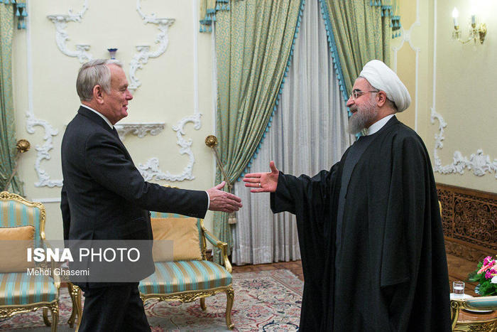 دیدار وزیر امور خارجه فرانسه با روحانی (+عکس)