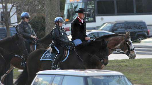 وزیر کشور جدید آمریکا با اسب راهی محل کارش شد (عکس)