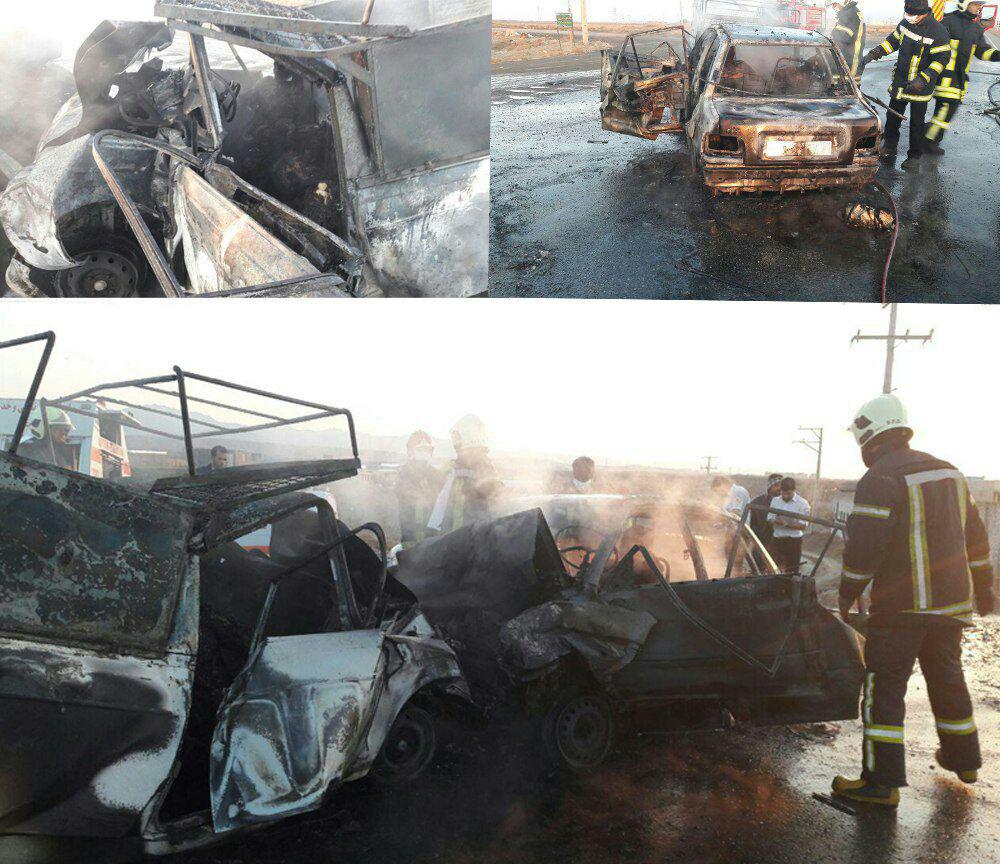 7 کشته در آتش گرفتن 2 خودرو در جاده سبزوار-اسفراین