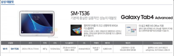 درز مشخصات Galaxy Tab 4 Advanced سامسونگ