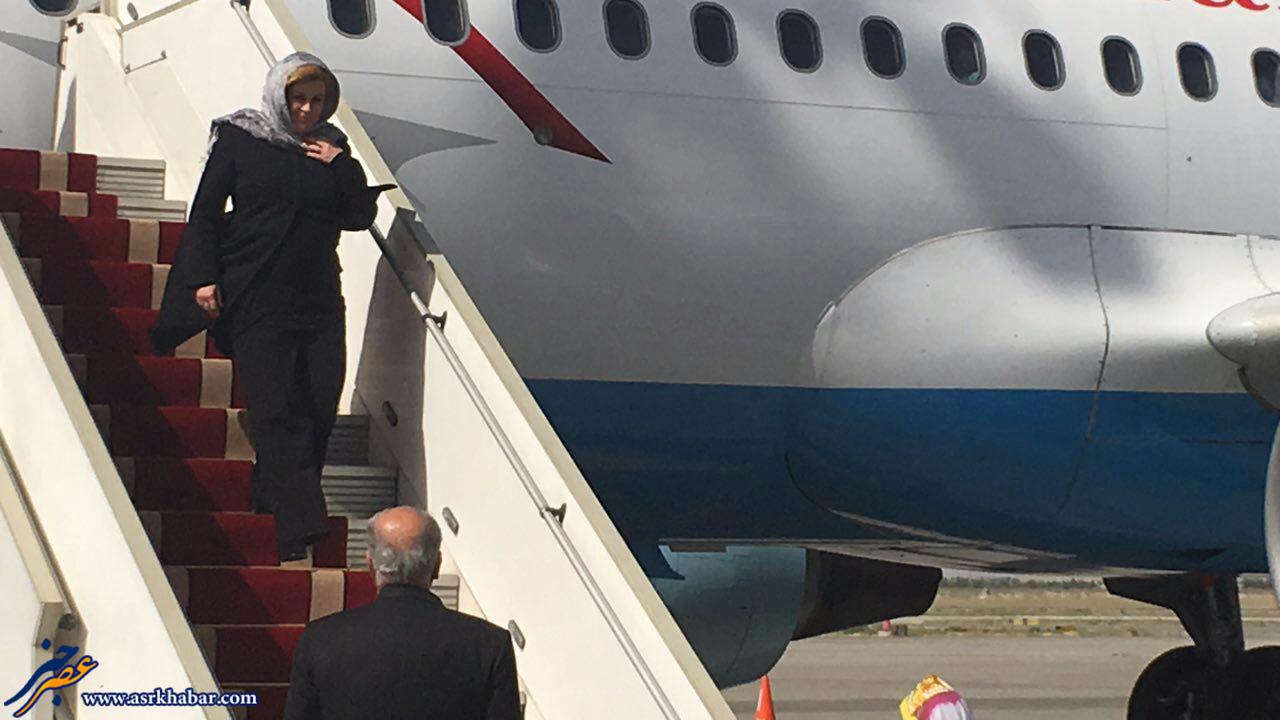 حجاب رئیس جمهور کرواسی در زمان ورود به تهران (عکس)