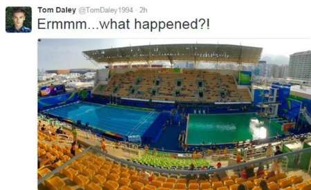 تغییر ناگهانی رنگ آب استخر شیرجه در المپیک ریو