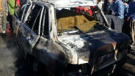تصادف پراید - نیسان در استان فارس/ 4 مسافر پراید در آتش زنده زنده سوختند (+عکس)