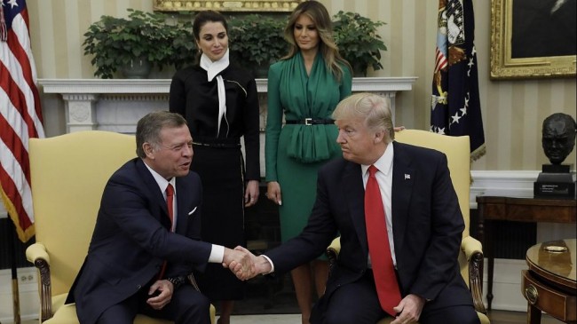 حضور پادشاه اردن و همسرش در کاخ سفید (عکس)