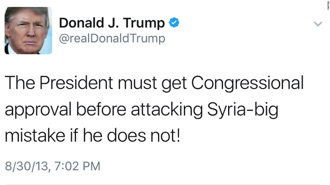 توییت های 3 سال پیش ترامپ در نفی حمله نظامی آمریکا به سوریه (+عکس)