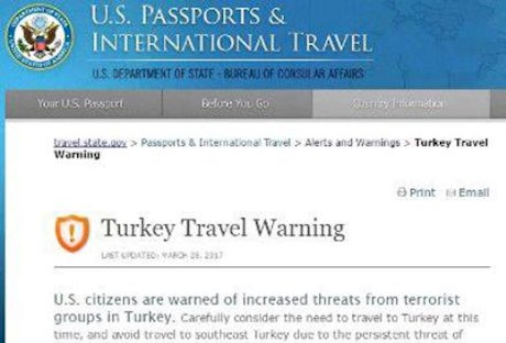 هشدار آمریکا به شهروندانش دربارۀ سفر به ترکیه