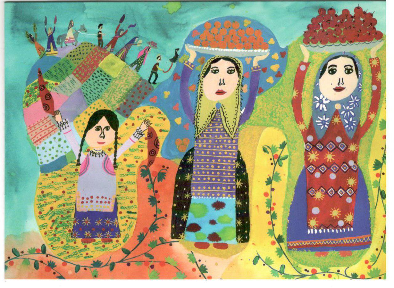 کارت پستال زیبای نوروزی، اثر کودک 11 ساله لارستانی