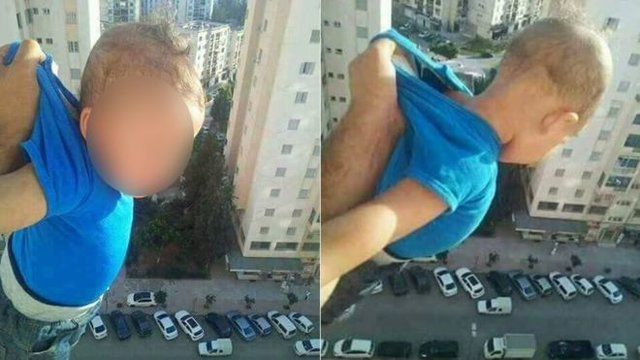 بازداشت مردی الجزایری که فرزندش را از پنجره آویزان کرد (+عکس)
