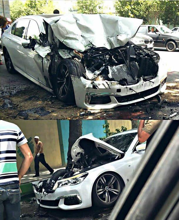 تصادف سنگین BMW سری 7 در تهران (+عکس)