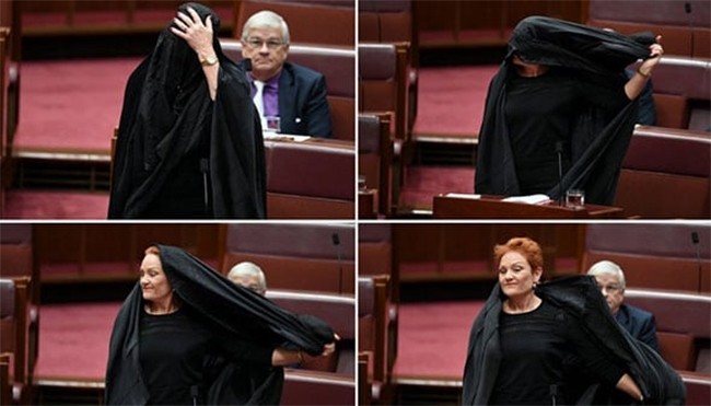 حرکت نماینده زن پارلمان استرالیا علیه برقع (عکس)