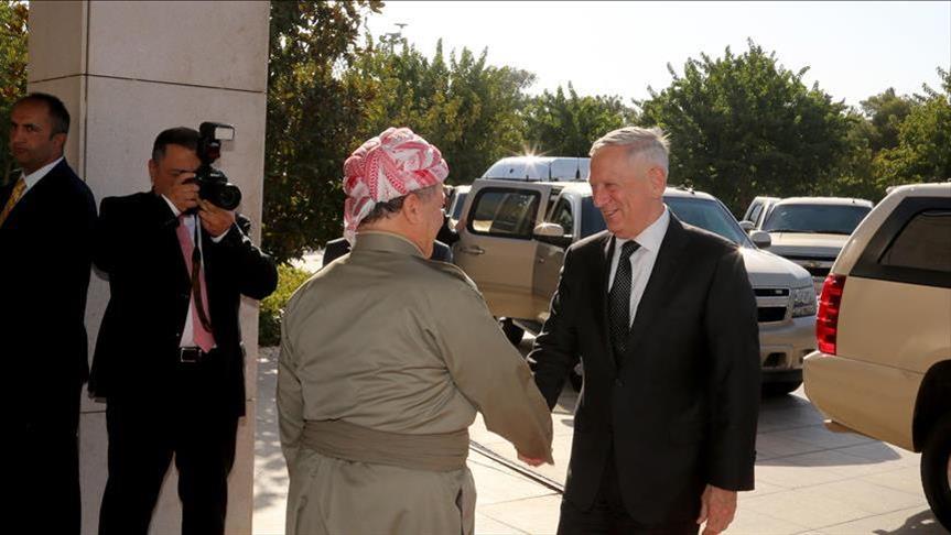 دیدار وزیر دفاع آمریکا با رئیس اقلیم کردستان عراق/ بارزانی: آمریکا برای تعویق همه پرسی دلیل محکمی بیاورد