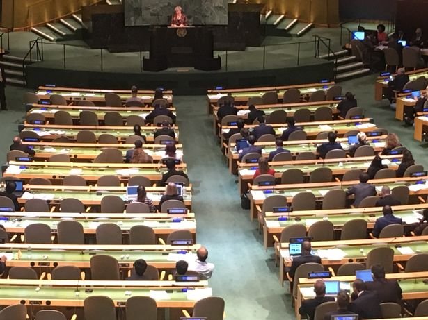 سخنرانی ترزامی برای صندلی های خالی در سازمان ملل(+عکس)