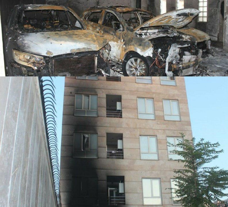 آتش سوزی در شهرك وليعصر/ 3 خودرو آتش گرفت (+عکس)
