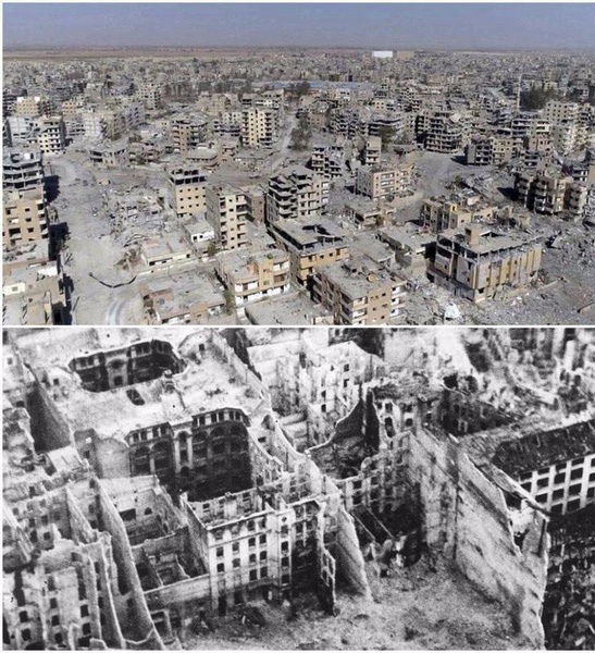مقایسه ویرانی‌های رقه با برلین پس از جنگ جهانی دوم (عکس)