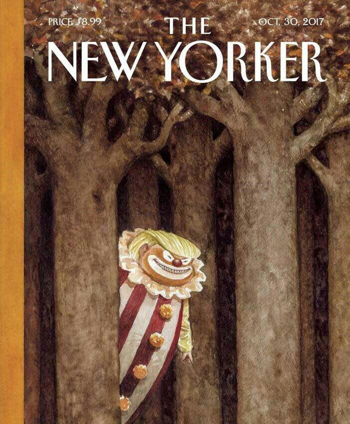 جلد شماره جدید نشریه نیویورکر/ ترامپ در نقش دلقک هالووین (عکس)