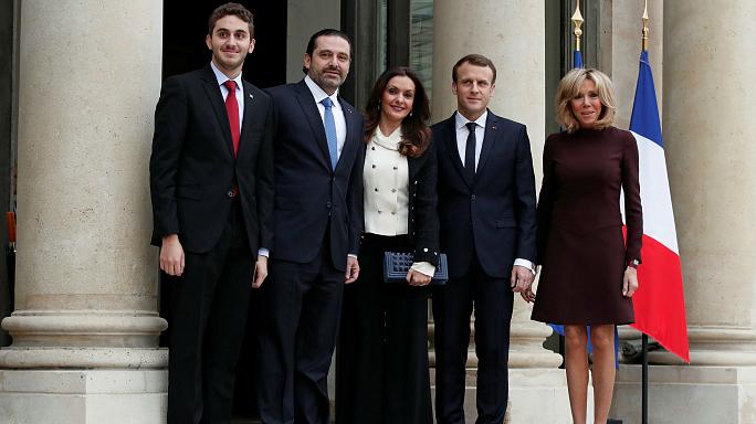 استقبال رئیس جمهور فرانسه از سعد حریری و همسرش (عکس)