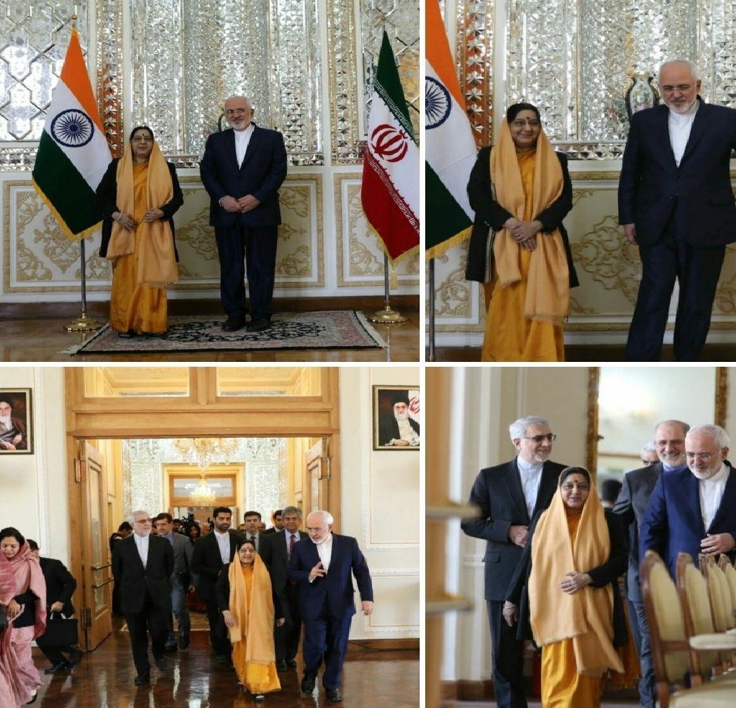 دیدار ظریف با وزیر زن هندی (عکس)