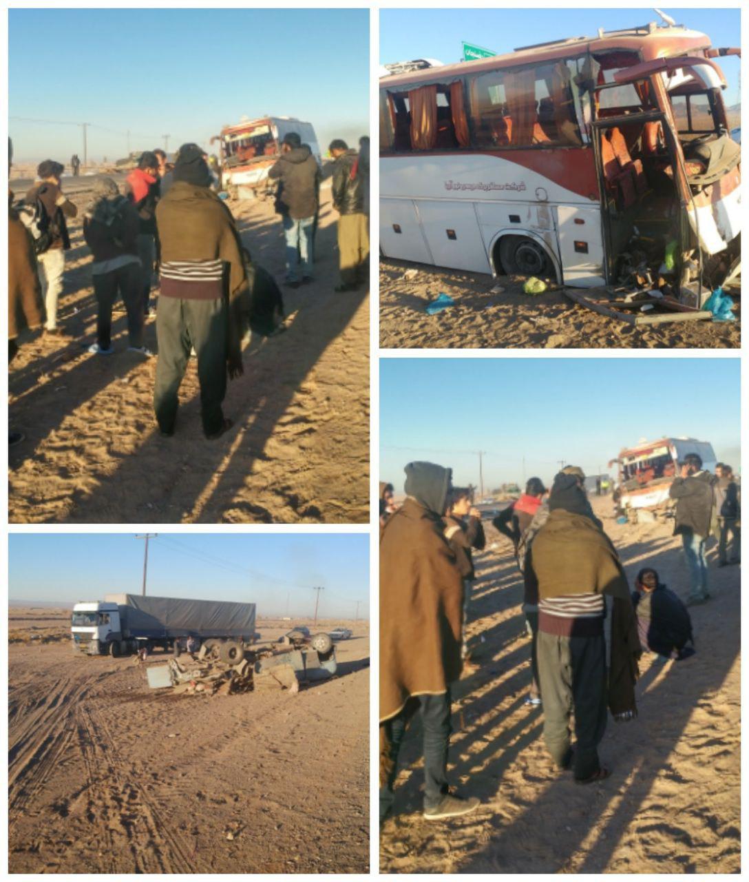 تصادف اتوبوس و مینی بوس در جاده رفسنجان / هر 9 سرنشین مصدوم شدند (عکس)