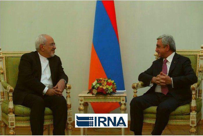 دیدار ظریف با رئیس جمهور ارمنستان در ایروان (+عکس)