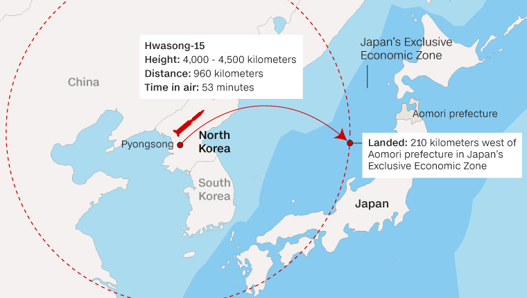 شلیک پیشرفته ترین موشک بالستیک کره شمالی/ همه خاک آمریکا در تیررس پیونگ یانگ