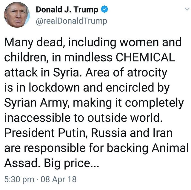 ترامپ، بشار اسد را حیوان نامید