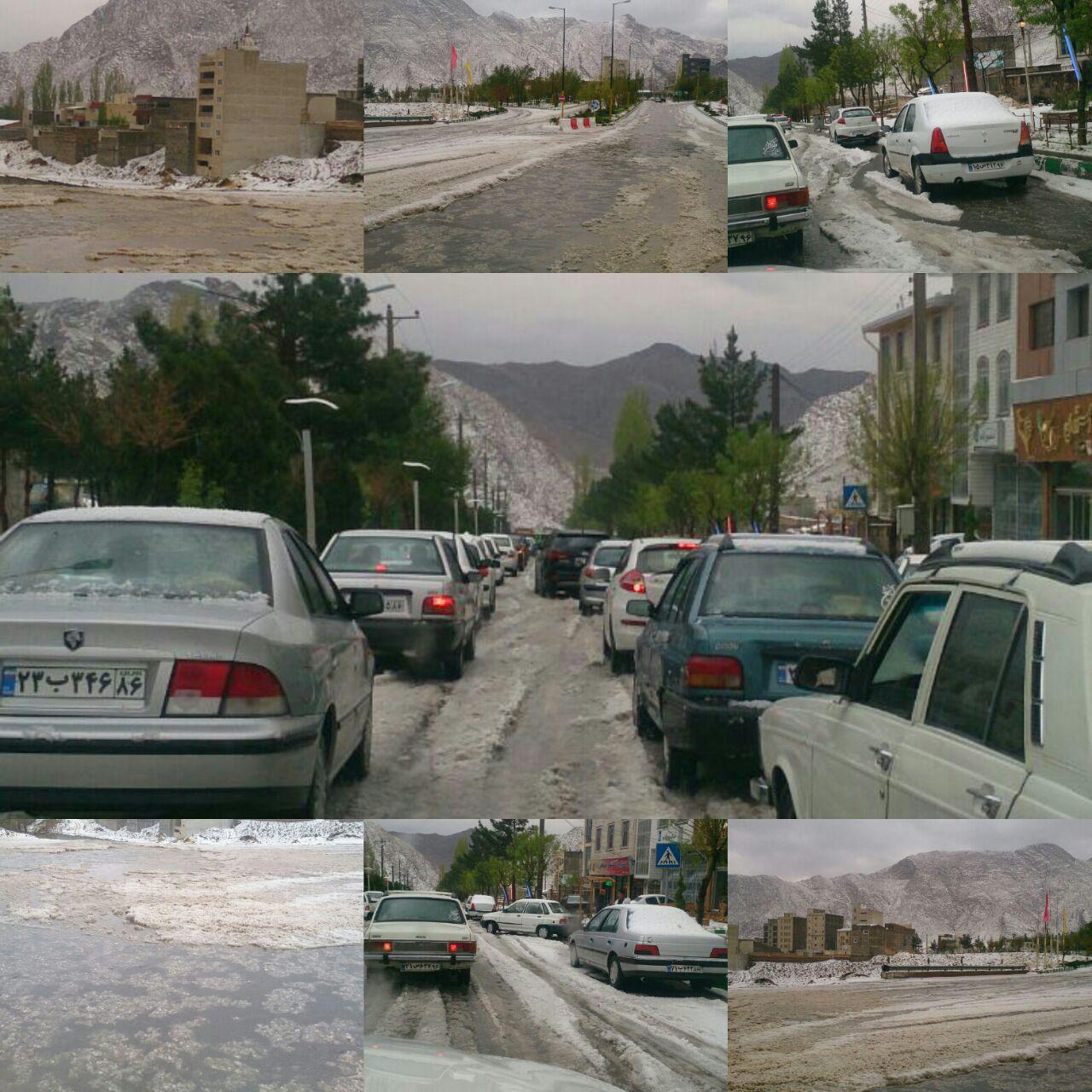 بارش تگرگ بهاری در سمنان (عکس)