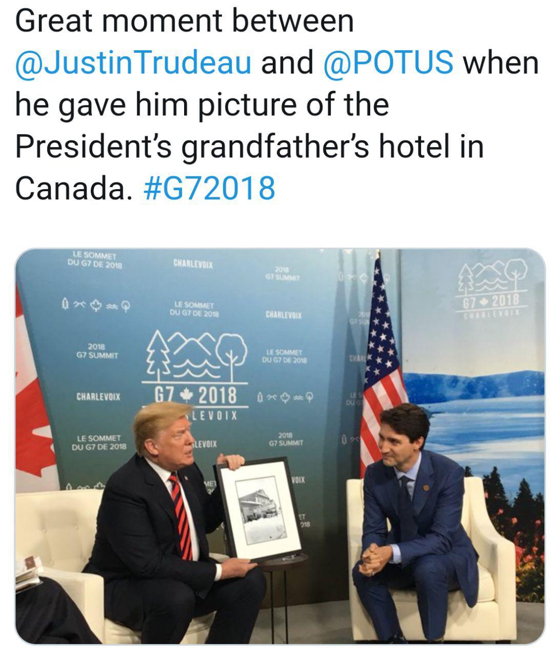 هدیه نوستالژیک نخست وزیر کانادا به ترامپ (عکس)