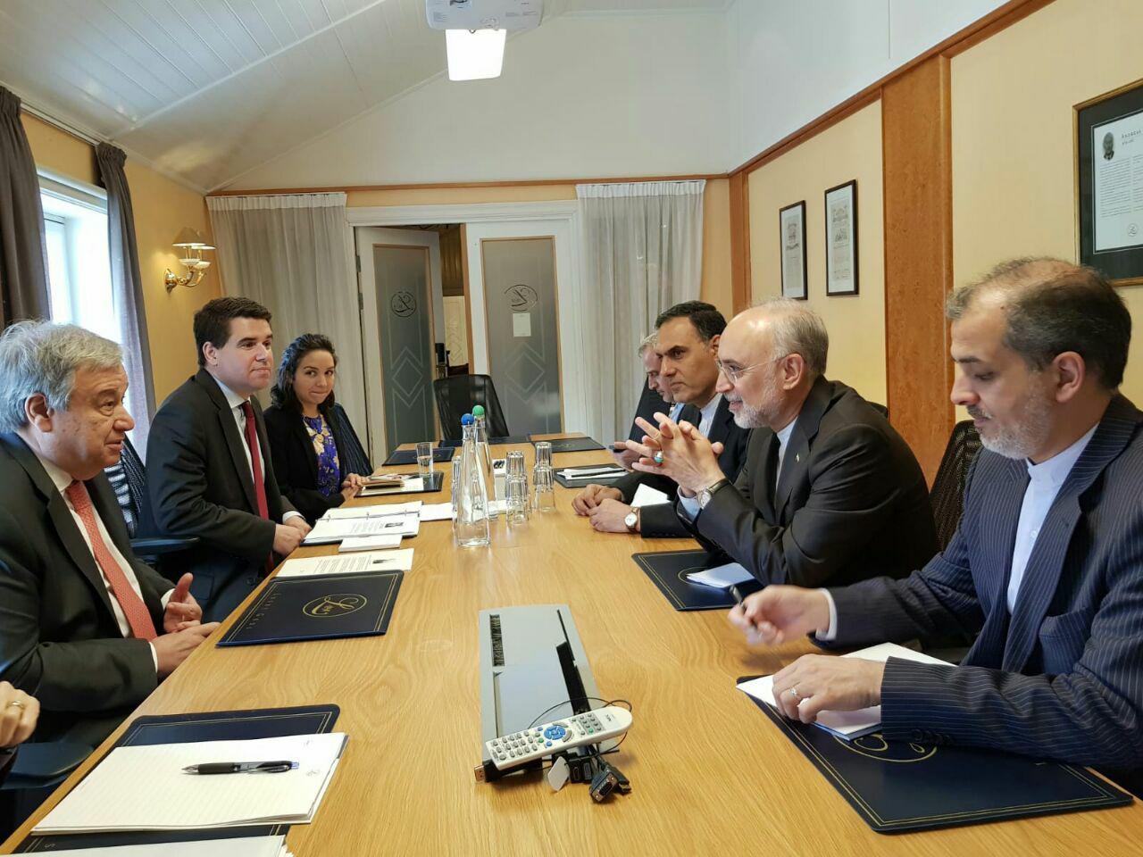 دیدار صالحی با دبیرکل سازمان ملل در نروژ (+عکس)