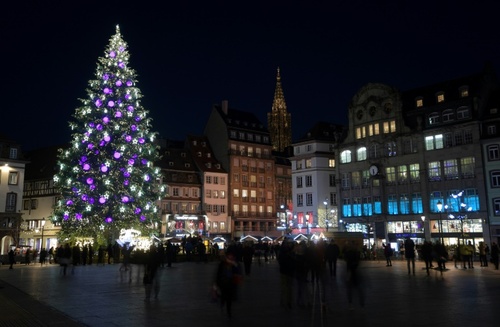 درخت کریسمس در مرکز بازار شهر استراسبورگ فرانسه/ خبرگزاری فرانسه