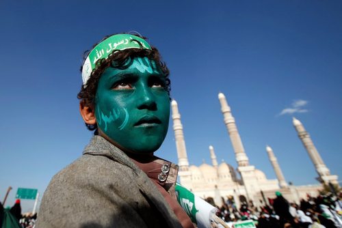 حامیان حوثی های یمن در مراسم گرامیداشت سالگرد ولادت پیامبر اسلام – صنعا