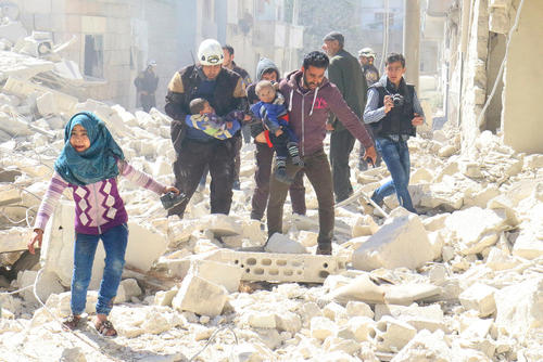 حمله هوایی به شهر ادلب سوریه