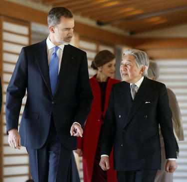دیدار پادشاه اسپانیا با امپراتور ژاپن در قصر امپراتوری ژاپن در توکیو