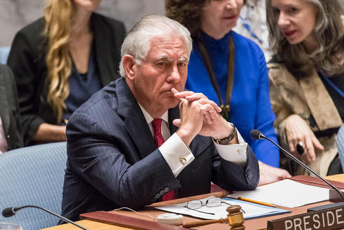 وزیر امور خارجه آمریکا در نشست ویژه شورای امنیت ملل متحد برای بررسی تهدیدهای ناشی از آزمایش های موشکی و هسته ای کره شمالی