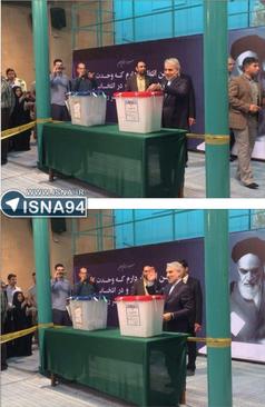محمد باقر نوبخت، سخنگوی دولت یازدهم با حضور در حسینیه جماران رای خود را به صندوق انداخت.

