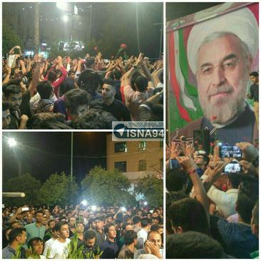 جشن پیروزی در ستاد روحانی در جهرم( هم‌اکنون)، استان فارس