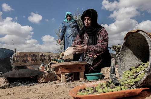 زن فلسطینی در حال پخت نان – خان یونس باریکه غزه