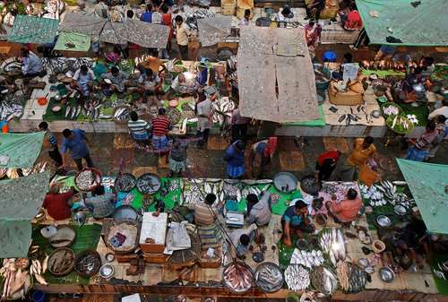 بازار ماهی فروشان در کلکته هند