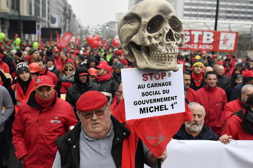 تظاهرات اتحادیه های کارگری بلژیک در اعتراض به افزایش سن بازنشستگی به 67 سال – بروکسل