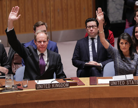 رای مثبت نمایندگان آمریکا و بریتانیا به قطعنامه جدید تحریمی شورای امنیت علیه کره شمالی در جلسه این شورا در نیویورک