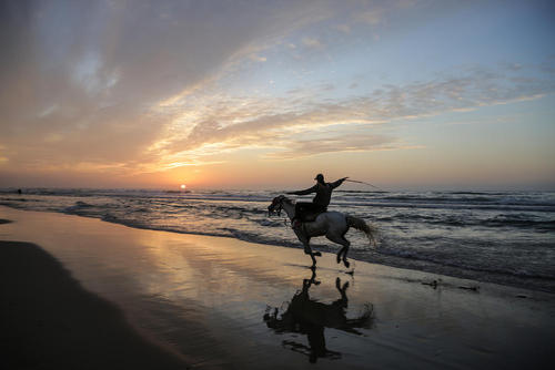 اسب‌سواری در ساحل باریکه غزه