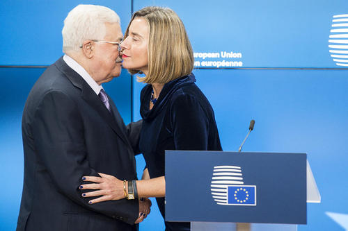 نشست خبری مشترک محمود عباس رییس تشکیلات خودگردان فلسطین با فدریکا موگرینی مسئول سیاست خارجی اتحادیه اروپا- بروکسل
