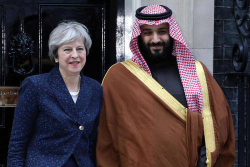 استقبال نخست وزیر بریتانیا از ولیعهد سعودی در مقر نخست وزیری در لندن