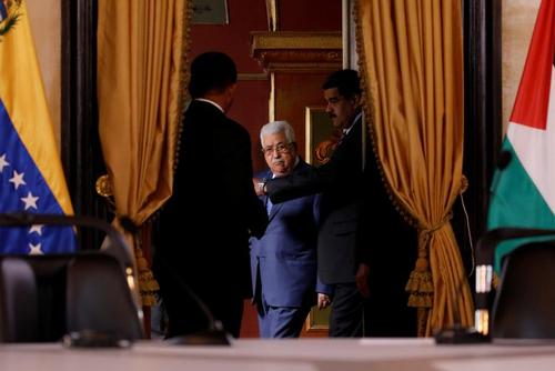 دیدار رهبران فلسطین و ونزوئلا در کاخ ریاست جمهوری ونزوئلا در شهر کاراکاس